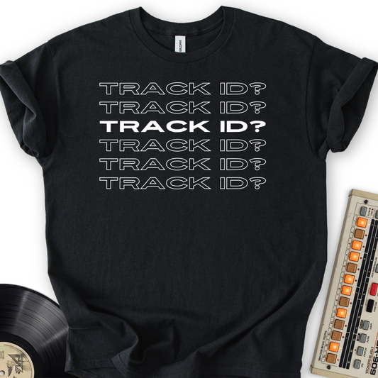 Track ID T-Shirt – Black flat lay