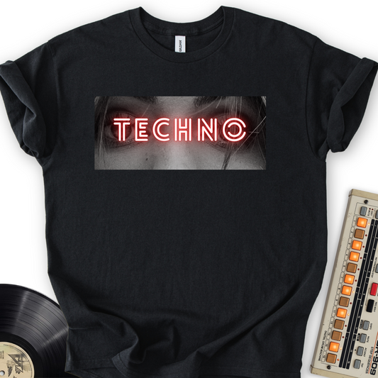 Techno Eyes T-Shirt – Black flat lay