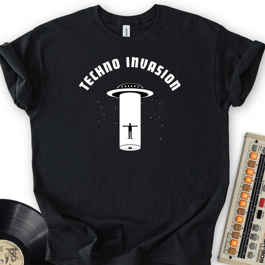 Techno Invasion T-Shirt – Black flat lay