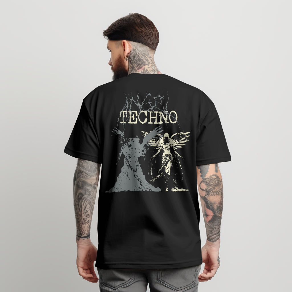 Techno Black And White Angel T-Shirt