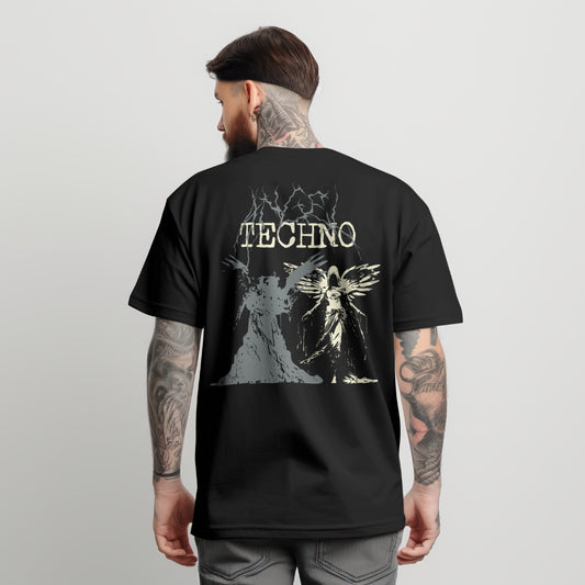 Techno Black And White Angel T-Shirt