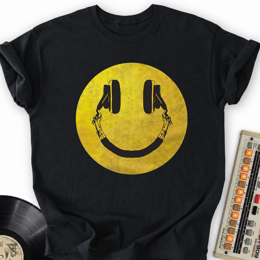 Music Smile T-Shirt – Black flat lay