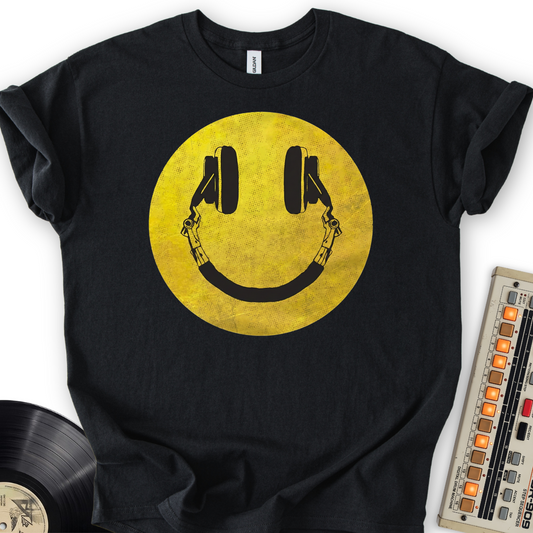 Music Smile T-Shirt – Black flat lay