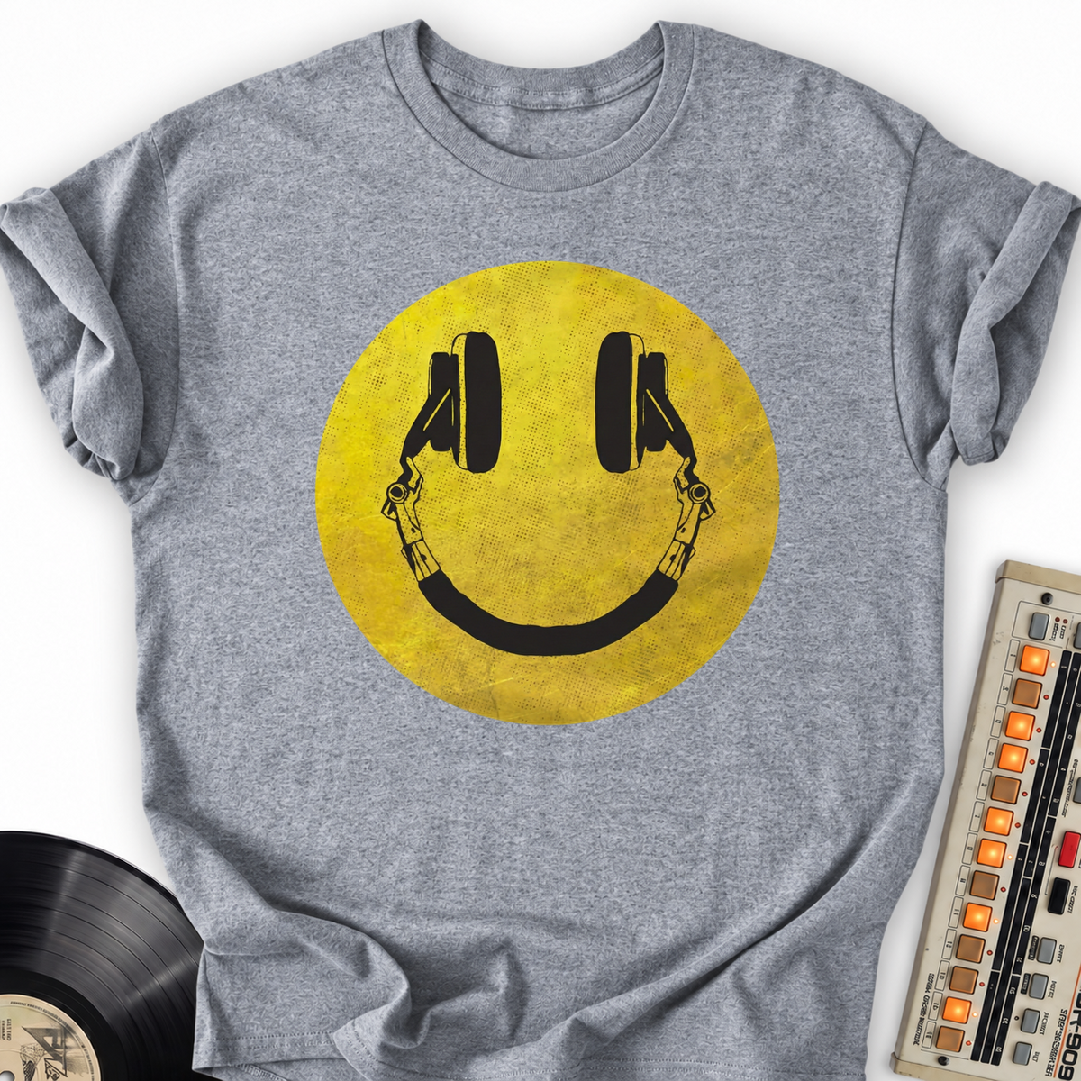 Music Smile T-Shirt – Sport Grey flat lay