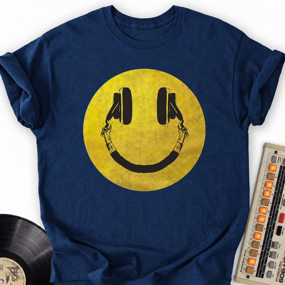 Music Smile T-Shirt – Navy flat lay