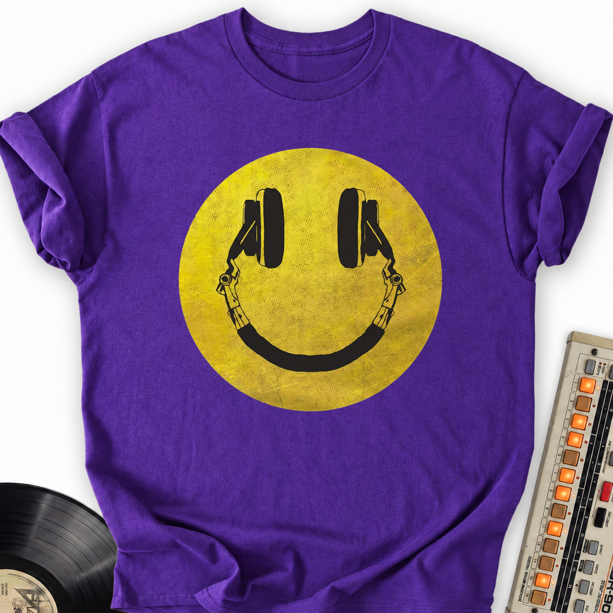 Music Smile T-Shirt – Purple flat lay