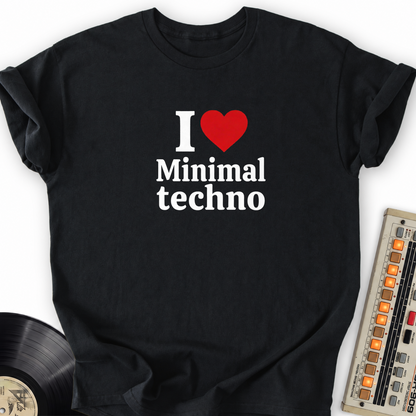 Minimal Techno Lover T-Shirt – Black flat lay