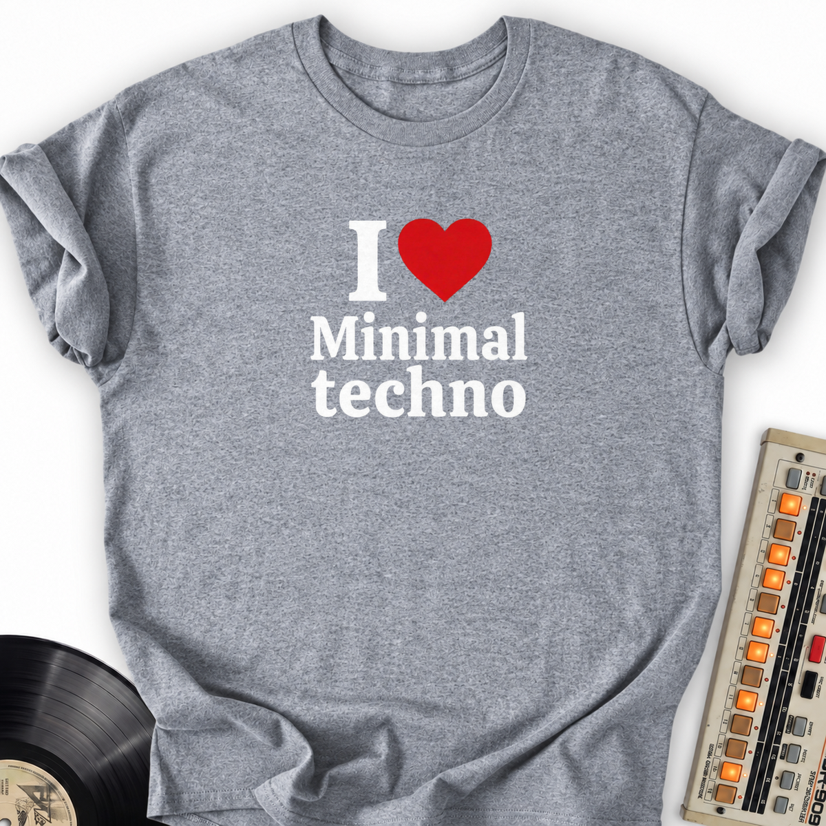 Minimal Techno Lover T-Shirt – Sport Grey flat lay