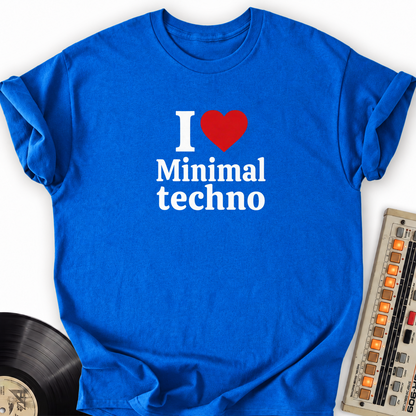 Minimal Techno Lover T-Shirt – Royal flat lay