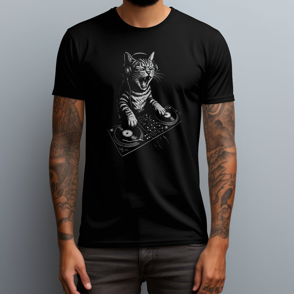 screaming dj cat black