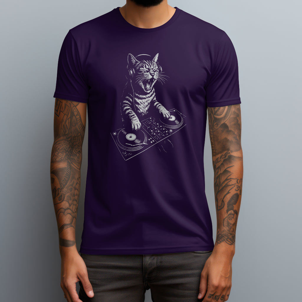 screaming dj cat purple