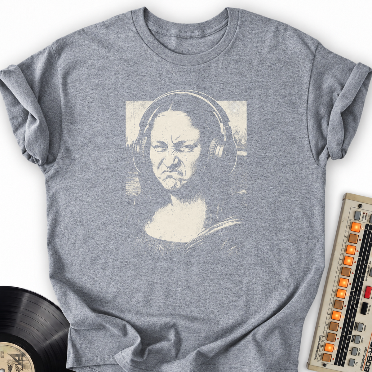 Mona Lisa Bass Face T-Shirt – Sport Grey flat lay