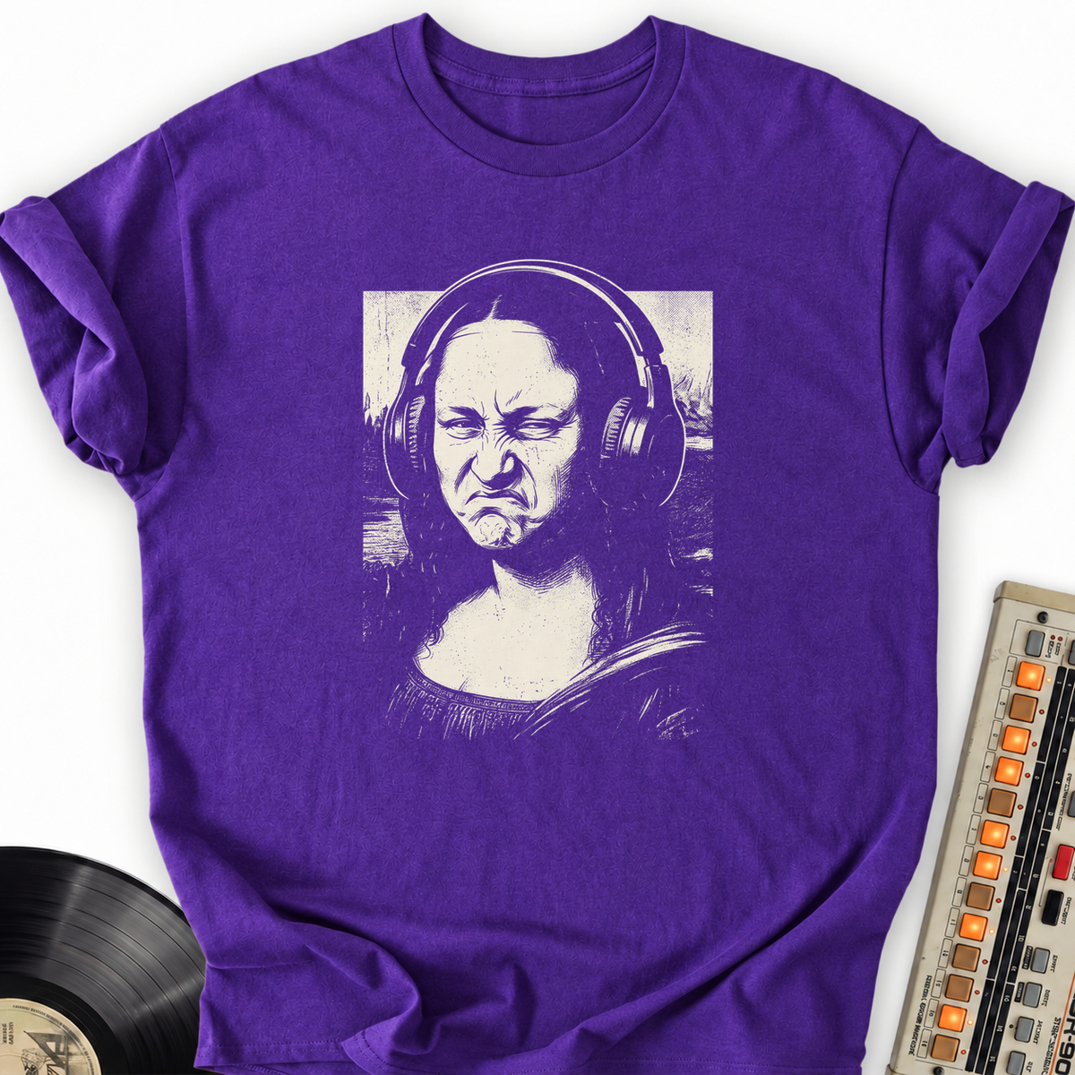 Mona Lisa Bass Face T-Shirt – Purple flat lay