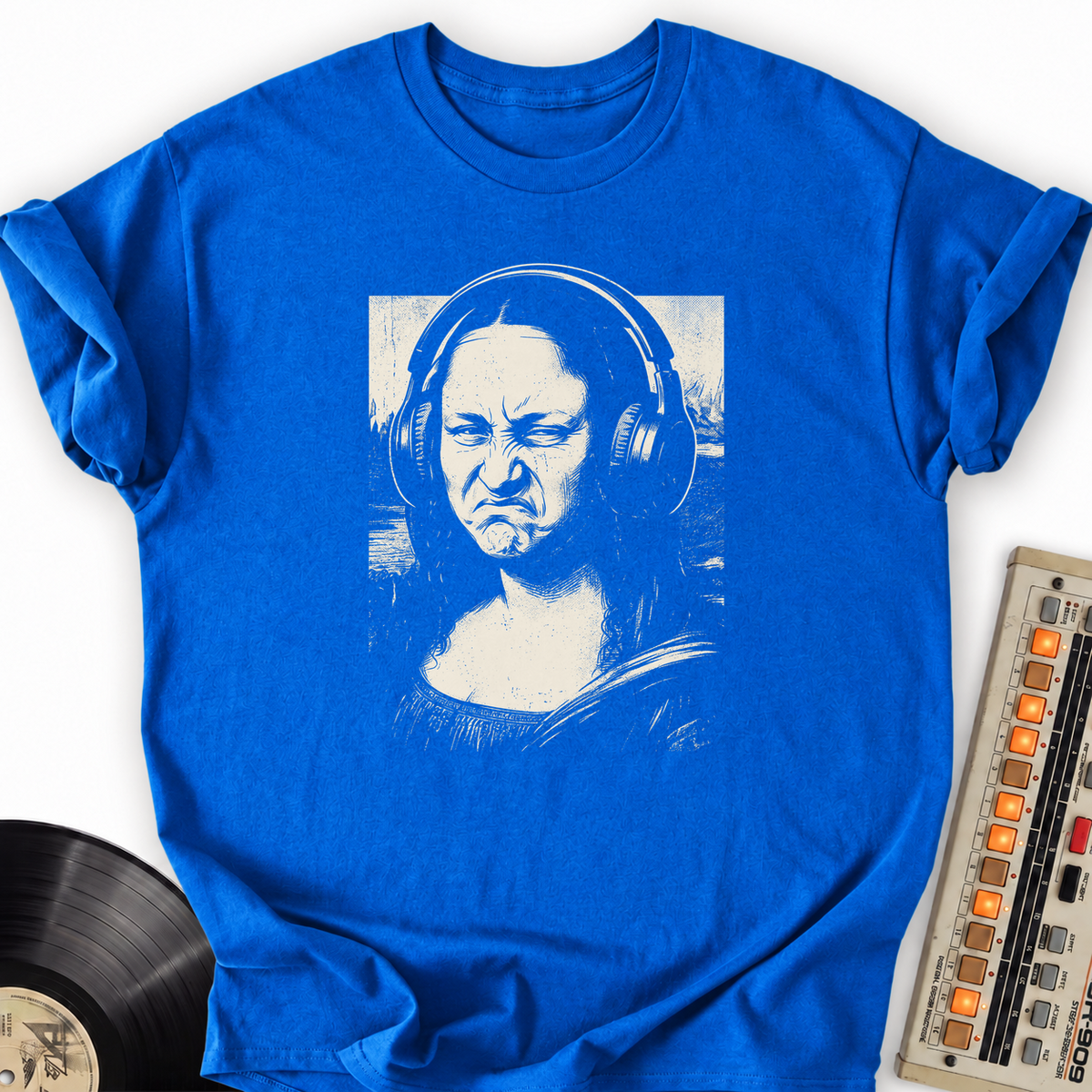 Mona Lisa Bass Face T-Shirt – Royal flat lay