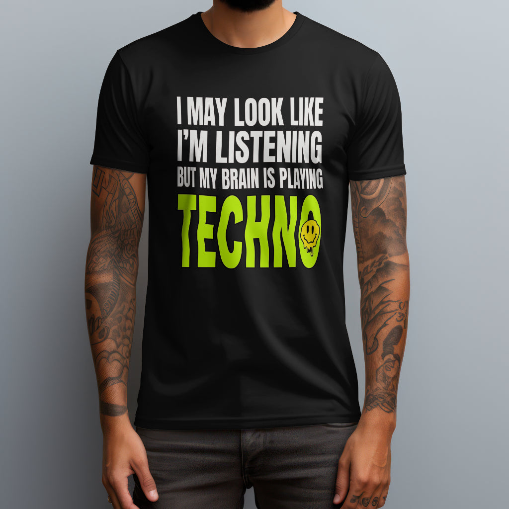 brain playing techno black