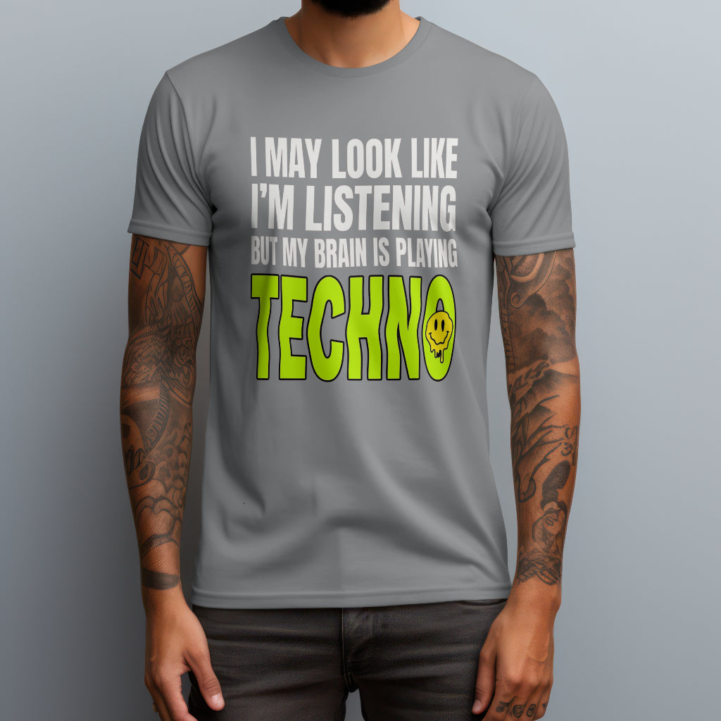 brain playing techno gray