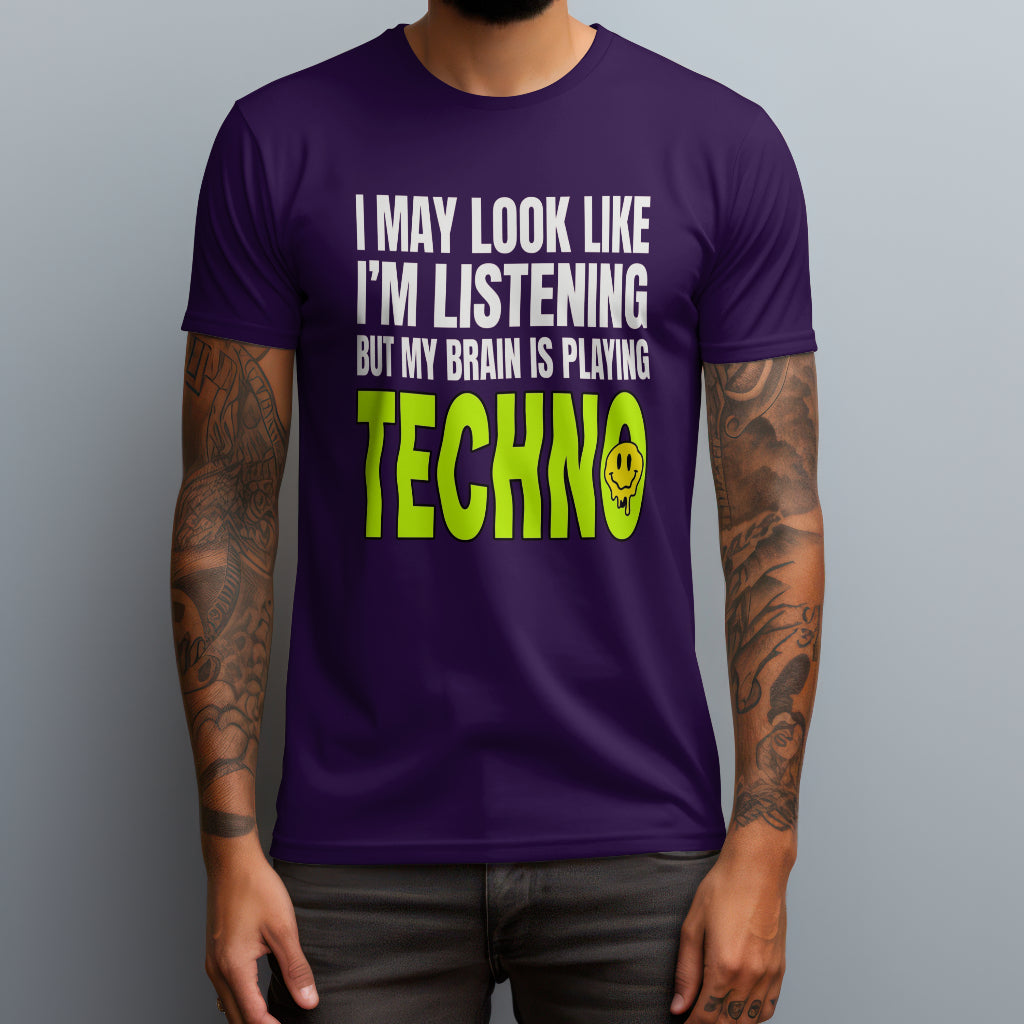 brain playing techno purple
