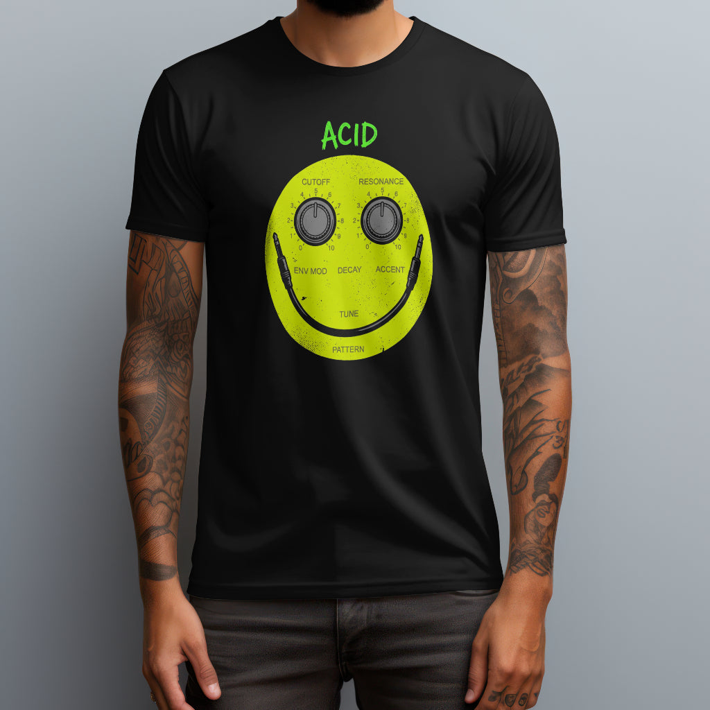 acid smile face black