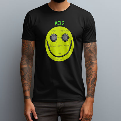 acid smile face black