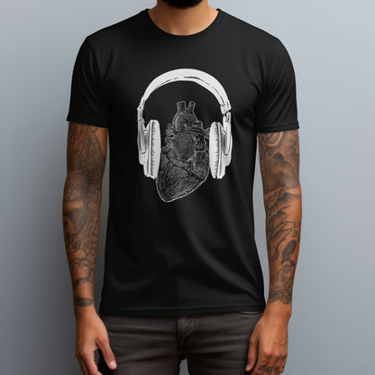 heart with headphones black