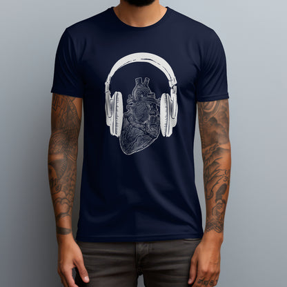 heart with headphones navy