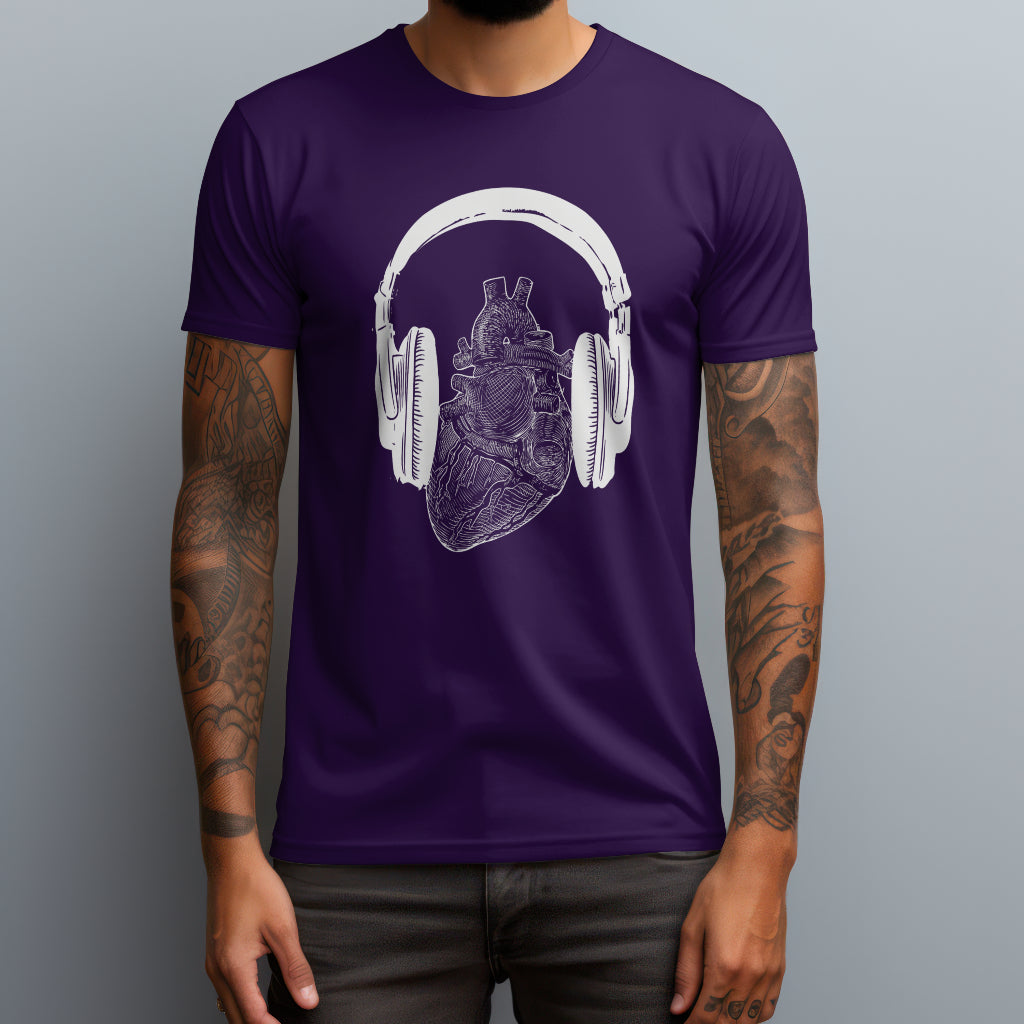 heart with headphones purple