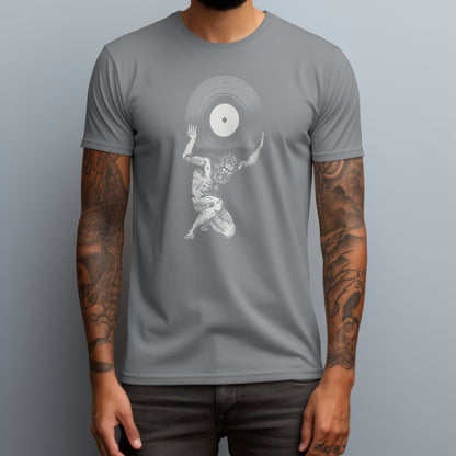 greek god carrying a vinyl gray