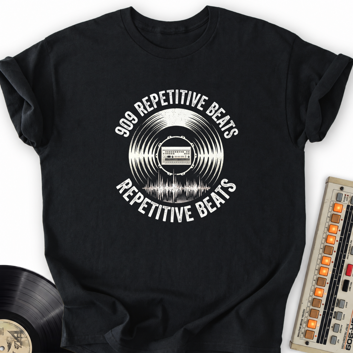 909 Repetitive Beats T-Shirt – Black flat lay