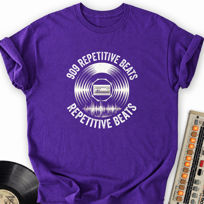 909 Repetitive Beats T-Shirt – Purple flat lay