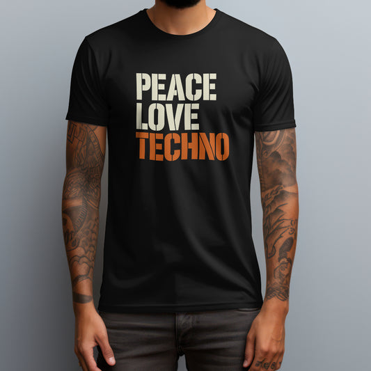 peace love techno black