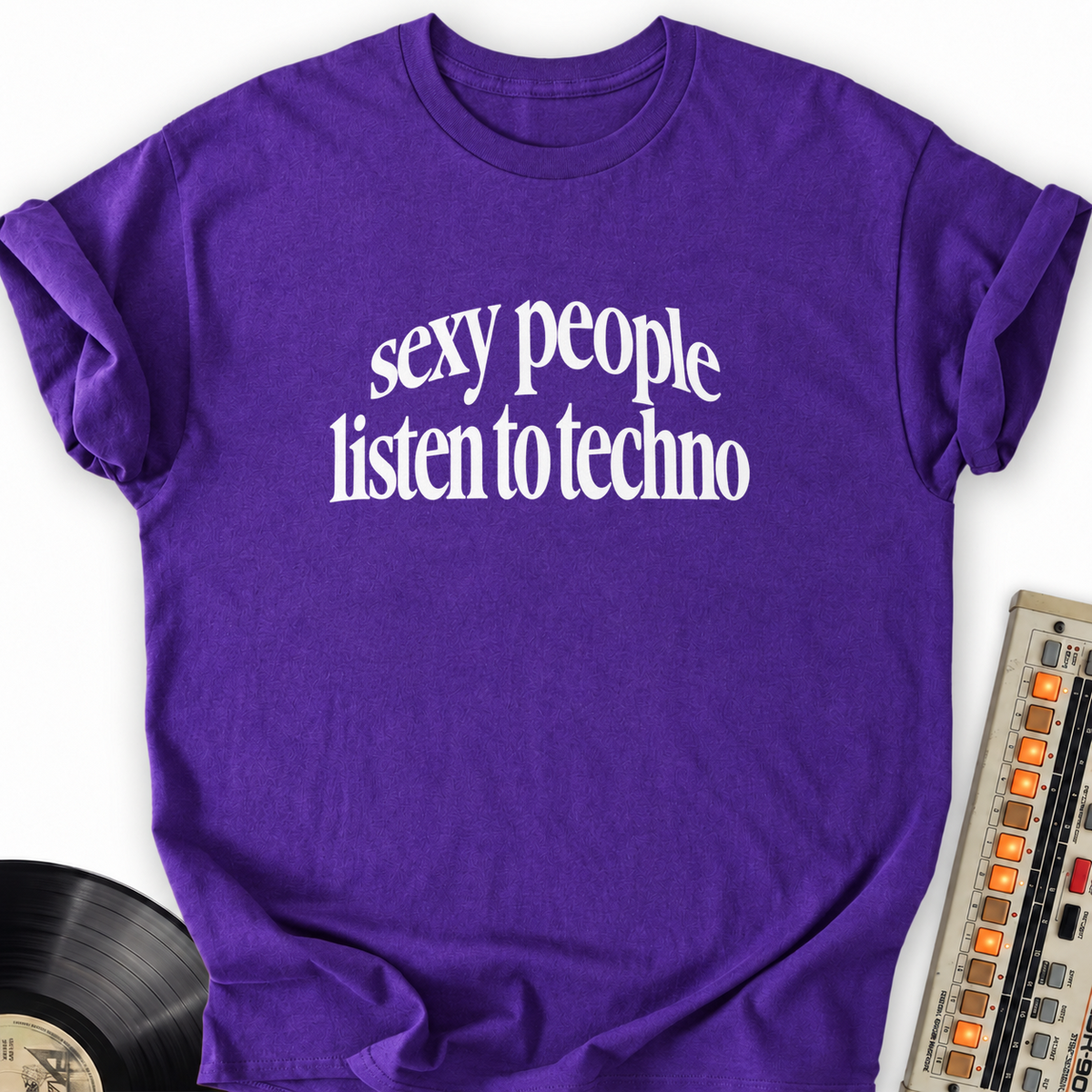 sexy people listen to techno purple