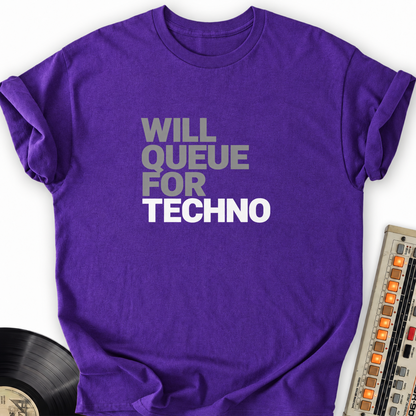 will queue for techno purple