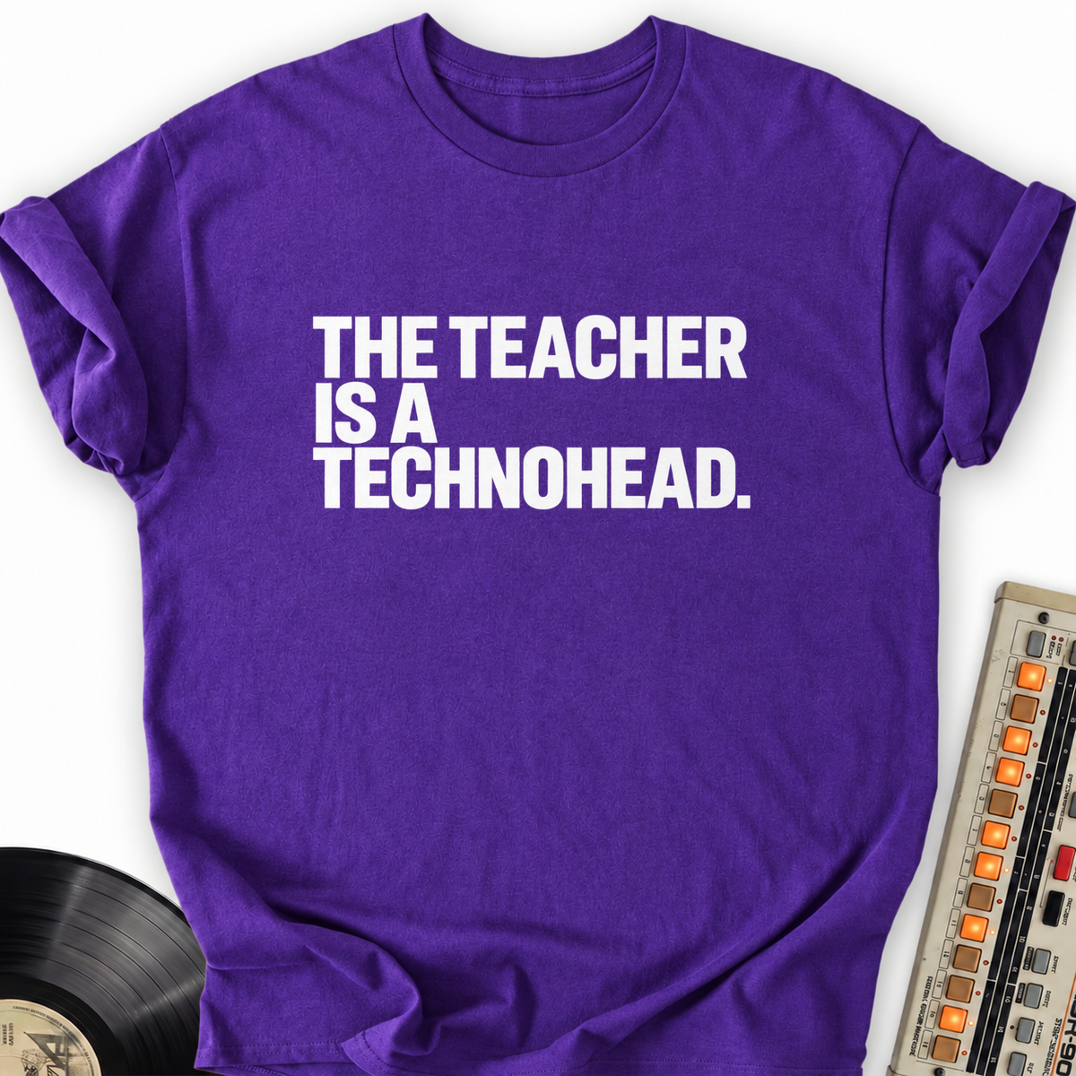 the teacher is a technohead purple
